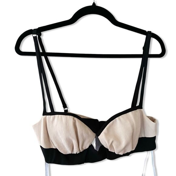 Auteur contrast balcony top blush black bra camisole bustier Revolve XL NWT - Picture 4 of 11